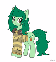 Size: 4482x5000 | Tagged: safe, artist:neoncel, imported from derpibooru, wallflower blush, earth pony, pony, absurd resolution, clothes, cute, equestria girls ponified, female, flowerbetes, headphones, mare, ponified, smiling, solo, sweater