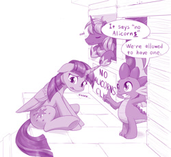 Size: 1059x971 | Tagged: safe, alternate version, artist:dstears, imported from derpibooru, big macintosh, spike, twilight sparkle, alicorn, dragon, alicornified, bigmacicorn, cropped, cute, male, no homers club, princess big mac, race swap, reference, sad, sadorable, simpsons did it, stallion, the simpsons, twilight sparkle (alicorn), winged spike, wings