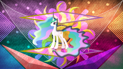 Size: 3840x2160 | Tagged: safe, artist:laszlvfx, artist:thatusualguy06, edit, imported from derpibooru, princess celestia, alicorn, pony, female, high res, mare, missing accessory, show accurate, smiling, solo, wallpaper, wallpaper edit