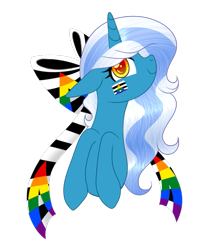 Size: 629x761 | Tagged: safe, artist:gloriaartist, artist:starflightsparkleyt, imported from derpibooru, oc, oc only, oc:fleurbelle, alicorn, pony, bow, female, hair bow, mare, pride flag, simple background, solo, straight ally flag, transparent background