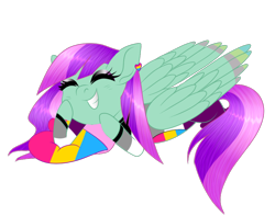 Size: 804x633 | Tagged: safe, artist:gloriaartist, artist:starflightsparkleyt, imported from derpibooru, oc, oc only, oc:lime light, pegasus, pony, clothes, female, lying down, mare, pansexual pride flag, pride, pride flag, prone, simple background, solo, transparent background