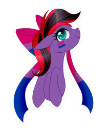 Size: 629x761 | Tagged: safe, artist:gloriaartist, artist:starflightsparkleyt, imported from derpibooru, oc, oc only, oc:insana, pony, bisexual pride flag, bow, bust, female, hair bow, mare, portrait, pride, pride flag, simple background, solo, transparent background