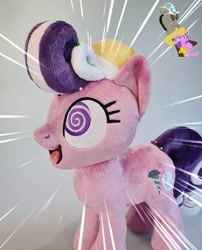 Size: 1080x1336 | Tagged: safe, imported from derpibooru, discord, screwball, draconequus, earth pony, pony, commission, craft, eyes closed, female, hat, irl, male, mare, merchandise, open mouth, photo, plushie, swirly eyes, top hat, toy