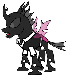 Size: 657x720 | Tagged: safe, artist:agdapl, imported from derpibooru, changeling, base used, changelingified, clothes, crossover, fangs, horn, male, purple changeling, smiling, solo, species swap, spy, team fortress 2