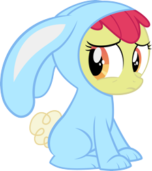 Size: 6042x6769 | Tagged: safe, imported from derpibooru, apple bloom, animal costume, bunny costume, clothes, costume, female, filly, solo, vector, worried
