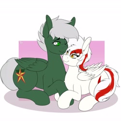 Size: 4096x4096 | Tagged: safe, artist:tatemil, imported from derpibooru, oc, oc only, oc:arya, oc:awya lightfeather, oc:summer breeze, pegasus, pony, absurd resolution, cute, female, male, mare, ocbetes, pegasus oc, size difference, snuggling, stallion, straight, wings