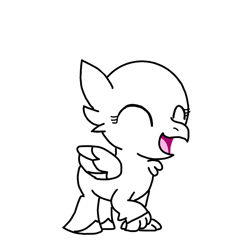 Size: 768x768 | Tagged: safe, artist:agdapl, imported from derpibooru, oc, oc only, classical hippogriff, hippogriff, base, eyelashes, eyes closed, lineart, monochrome, open mouth, smiling, solo