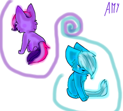 Size: 680x617 | Tagged: safe, artist:amialamoda, imported from derpibooru, trixie, twilight sparkle, cat, catified, female, species swap, twilight cat