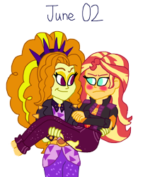 Size: 2000x2361 | Tagged: safe, artist:ktd1993, imported from derpibooru, adagio dazzle, sunset shimmer, equestria girls, 2, bridal carry, carrying, female, high res, lesbian, music festival outfit, shipping, sunsagio