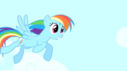 Size: 638x360 | Tagged: safe, imported from derpibooru, rainbow dash, pegasus, pony, 2009, flying, show bible, show pilot, sky, smiling, start of ponies, youtube link