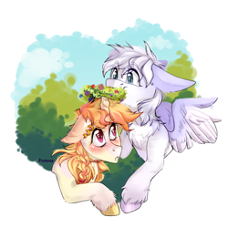 Size: 2000x2000 | Tagged: safe, artist:fraxus, artist:ilovefraxus, imported from derpibooru, oc, oc only, pegasus, pony, unicorn, commission, cute, duo, duo female, female, high res, horn, mare, my little pony, ocbetes, pegasus oc, shiny, siblings, sisters, unicorn oc, your character here