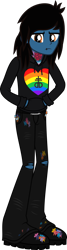 Size: 772x2886 | Tagged: safe, artist:lightningbolt, derpibooru exclusive, imported from derpibooru, equestria girls, .svg available, belt, boots, bring me the horizon, clothes, drop dead clothing, equestria girls-ified, gay pride flag, hand in pocket, hoodie, jeans, lidded eyes, lip piercing, looking at you, male, oliver sykes, paint stains, pants, piercing, pride, pride flag, ripped jeans, ripped pants, shoes, show accurate, solo, svg, tattoo, torn clothes, vector