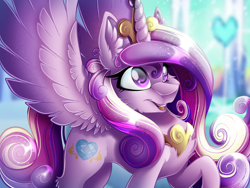 Size: 2224x1668 | Tagged: safe, artist:mychelle, imported from derpibooru, princess cadance, alicorn, pony, crown, crystal heart, cute, female, jewelry, mare, regalia, smiling, solo