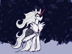 Size: 775x581 | Tagged: safe, artist:griffybug, imported from derpibooru, oc, oc only, oc:hailstorm, pony, unicorn, cape, clothes, horn, male, snow, solo, stallion, unicorn oc, unshorn fetlocks, windswept mane