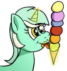 Size: 708x752 | Tagged: safe, artist:xppp1n, imported from ponybooru, lyra heartstrings, bust, eating, food, ice cream, ice cream cone, licking, magic, messy eating, simple background, solo, telekinesis, tongue out, transparent background