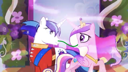 Size: 800x450 | Tagged: safe, edit, edited screencap, editor:whodoesntlovesnot, imported from derpibooru, screencap, princess cadance, shining armor, alicorn, pony, unicorn, a canterlot wedding, 1000 hours in ms paint, bad edit, female, male, runny nose, shiningcadance, shipping, snot, snot edit, straight