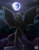 Size: 600x777 | Tagged: safe, artist:subduedmoon, imported from derpibooru, oc, oc only, oc:nightwind, bat pony, pony, bat pony oc, bat wings, full moon, lyrics in the description, mare in the moon, moon, open mouth, petrification, solo, spread wings, stars, statue, wings