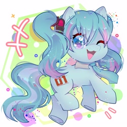 Size: 3000x3000 | Tagged: artist needed, safe, imported from derpibooru, kotobukiya, earth pony, pony, animated, anime, brony, chibi, cute, female, hatsune miku, headphones, high res, kotobukiya hatsune miku pony, mare, necktie, open mouth, ponified, solo, vocaloid