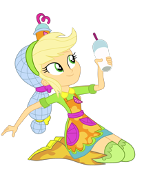 Size: 1719x2054 | Tagged: safe, artist:gmaplay, imported from derpibooru, applejack, eqg summertime shorts, equestria girls, shake things up!, clothes, simple background, socks, solo, thigh highs, transparent background