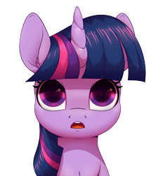 Size: 1800x2000 | Tagged: safe, artist:aquaticvibes, imported from derpibooru, twilight sparkle, pony, unicorn, atg 2021, big eyes, detailed eyes, female, looking at you, mare, newbie artist training grounds, open mouth, simple background, solo, transparent background, unicorn twilight