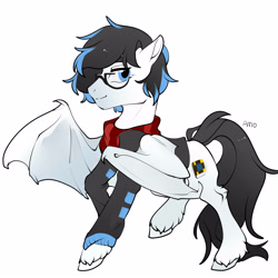 Size: 3500x3500 | Tagged: safe, artist:amo, imported from derpibooru, oc, oc only, oc:lyon iceberg, bat pony, pony, high res, simple background, solo, white background