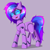 Size: 2500x2500 | Tagged: safe, artist:nihithebrony, imported from derpibooru, oc, oc:love letter, pony, robot, robot pony, blue eyes, colored pupils, female, glowing eyes, high res, looking at you, mare, original art, original character do not steal, purple, purple background, simple background, smiling, smiling at you, solo