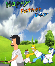 Size: 2540x3028 | Tagged: safe, imported from derpibooru, shining armor, asphyxiation, bob belcher, bob's burgers, choking, crossover, family guy, father, father's day, high res, homer simpson, male, peter griffin, strangling, the simpsons