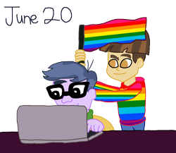 Size: 2000x1738 | Tagged: safe, artist:bigpurplemuppet99, imported from derpibooru, microchips, wiz kid, equestria girls, pride flag