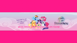 Size: 2546x1433 | Tagged: safe, imported from derpibooru, applejack, fluttershy, pinkie pie, rainbow dash, rarity, twilight sparkle, alicorn, earth pony, pegasus, pony, unicorn, female, g4, mane six, mane six opening poses, my little pony logo, official, pony history, twilight sparkle (alicorn), youtube banner