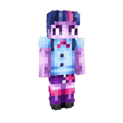 Size: 400x400 | Tagged: safe, artist:dreamcritting, imported from derpibooru, twilight sparkle, equestria girls, minecraft, minecraft skin, simple background, solo, transparent background