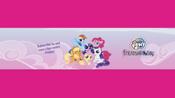 Size: 2048x1152 | Tagged: safe, imported from derpibooru, applejack, fluttershy, pinkie pie, rainbow dash, rarity, twilight sparkle, alicorn, earth pony, pegasus, pony, unicorn, female, friendship day, g4, mane six, mane six opening poses, my little pony logo, official, pony history, twilight sparkle (alicorn), youtube banner