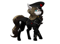 Size: 4200x3120 | Tagged: safe, artist:neither, artist:neitherman83, imported from derpibooru, oc, oc:chocolate fudge, pony, clothes, collar, cute, fluffy, german cross, iron cross, latex, latex suit, looking at you, military uniform, spiked collar, uniform