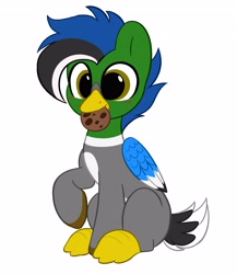 Size: 3560x4096 | Tagged: safe, artist:kittyrosie, imported from derpibooru, part of a set, oc, oc only, bird, duck, duck pony, pegasus, adorable face, commission, cookie, cute, duck costume, folded wings, food, happy, male, ocbetes, pegasus oc, solo, stallion, wings, ych result
