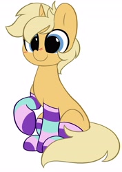 Size: 2892x4096 | Tagged: safe, artist:kittyrosie, imported from derpibooru, oc, oc only, pony, unicorn, blue eyes, clothes, commission, cute, horn, male, ocbetes, raised hoof, simple background, socks, solo, stallion, striped socks, unicorn oc, white background, ych result