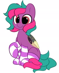 Size: 1651x2048 | Tagged: safe, artist:kittyrosie, imported from derpibooru, oc, oc only, pegasus, pony, blushing, clothes, colored wings, commission, cute, gold, male, multicolored wings, ocbetes, pegasus oc, socks, solo, spots, stallion, striped socks, two toned mane, two toned tail, two toned wings, wings, ych result