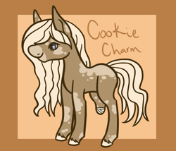 Size: 1750x1500 | Tagged: safe, artist:misskanabelle, imported from derpibooru, oc, oc only, oc:cookie charm, earth pony, pony, abstract background, amputee, bandage, earth pony oc, female, mare, offspring, parent:derpy hooves, parent:doctor whooves, parents:doctorderpy, signature, smiling, solo