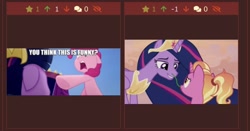 Size: 750x393 | Tagged: safe, edit, edited screencap, imported from derpibooru, screencap, luster dawn, pinkie pie, twilight sparkle, alicorn, derpibooru, my little pony: the movie, season 9, the last problem, spoiler:s09, juxtaposition, juxtaposition win, meme, meta, older, older twilight, princess twilight 2.0, runny nose, snot, snot edit, spongebob squarepants, the algae's always greener, twilight sparkle (alicorn)