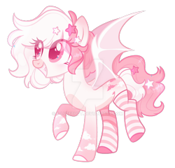 Size: 1600x1536 | Tagged: safe, artist:f-luffbutt, imported from derpibooru, oc, oc:taffy, bat pony, pony, clothes, deviantart watermark, female, mare, obtrusive watermark, simple background, socks, solo, striped socks, transparent background, watermark