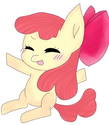 Size: 1054x1208 | Tagged: safe, artist:oekakikumao, imported from derpibooru, apple bloom, earth pony, pony, blushing, eyes closed, female, filly, open mouth, open smile, smiling, solo