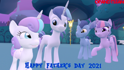 Size: 3840x2160 | Tagged: safe, artist:optimussparkle, imported from derpibooru, night light, princess flurry heart, shining armor, twilight sparkle, alicorn, pony, unicorn, 3d, father's day, high res, source filmmaker, twilight sparkle (alicorn)