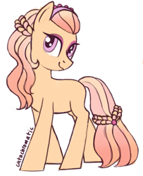 Size: 1249x1535 | Tagged: safe, artist:catachromatic, imported from derpibooru, oc, oc only, unnamed oc, crystal pony, earth pony, pony, blank flank, braided tail, eyeshadow, makeup, solo