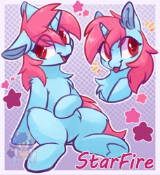 Size: 2178x2387 | Tagged: safe, artist:draw_the_stars, artist:drawtheuniverse, imported from derpibooru, oc, oc only, oc:starfire, pony, unicorn, chest fluff, high res, horn, open mouth, shoulder fluff, solo, tongue out, unicorn oc