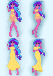 Size: 3352x4800 | Tagged: safe, artist:chelseawest, imported from derpibooru, part of a set, oc, oc only, oc:melody aurora, human, equestria girls, barefoot, belly button, body pillow, body pillow design, clothes, cute, dress, feet, female, heart eyes, linea nigra, lingerie, looking at you, lying, lying down, ocbetes, offspring, parent:flash sentry, parent:twilight sparkle, parents:flashlight, part of a series, solo, wingding eyes