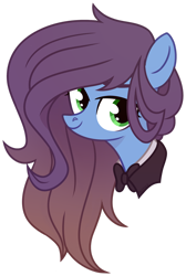 Size: 1280x1909 | Tagged: safe, artist:petruse4ka, imported from derpibooru, oc, oc only, earth pony, pony, bowtie, bust, clothes, earth pony oc, female, mare, simple background, smiling, solo, transparent background