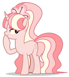 Size: 911x1017 | Tagged: dead source, safe, artist:cherritoppu, artist:maiii-san, imported from derpibooru, oc, oc only, oc:cherry bloom, pony, unicorn, female, horn, mare, raised hoof, simple background, smiling, solo, transparent background, unicorn oc