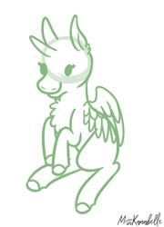 Size: 623x867 | Tagged: safe, artist:misskanabelle, imported from derpibooru, oc, oc only, alicorn, pony, alicorn oc, chest fluff, commission, female, horn, lineart, mare, monochrome, signature, smiling, solo, wings, your character here
