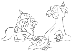 Size: 587x415 | Tagged: safe, artist:jargon scott, imported from derpibooru, oc, oc only, oc:dyxkrieg, oc:okie dokey loki, alicorn, pegasus, pony, black and white, clothes, duo, female, filly, firecracker, fireworks, grayscale, half-siblings, hoof hold, jacket, magical lesbian spawn, match, monochrome, offspring, parent:oc:dyx, parent:oc:filly anon, parent:oc:luftkrieg, parents:oc x oc, pickelhaube, siblings, simple background, sisters, sitting, this will end in explosions, this will not end well, white background