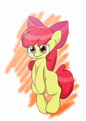 Size: 724x1024 | Tagged: safe, artist:up_p_ab, imported from derpibooru, apple bloom, earth pony, pony, bipedal, female, filly, smiling, solo