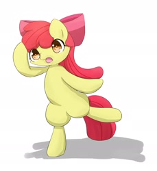 Size: 2009x2192 | Tagged: safe, artist:up_p_ab, imported from derpibooru, apple bloom, earth pony, pony, bipedal, female, filly, high res, open mouth, solo, standing, standing on one leg