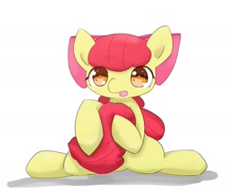 Size: 2019x1738 | Tagged: safe, artist:up_p_ab, imported from derpibooru, apple bloom, earth pony, pony, female, filly, hug, solo, tail hug